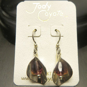 Silvertone Jody Coyote Tulip Earrings